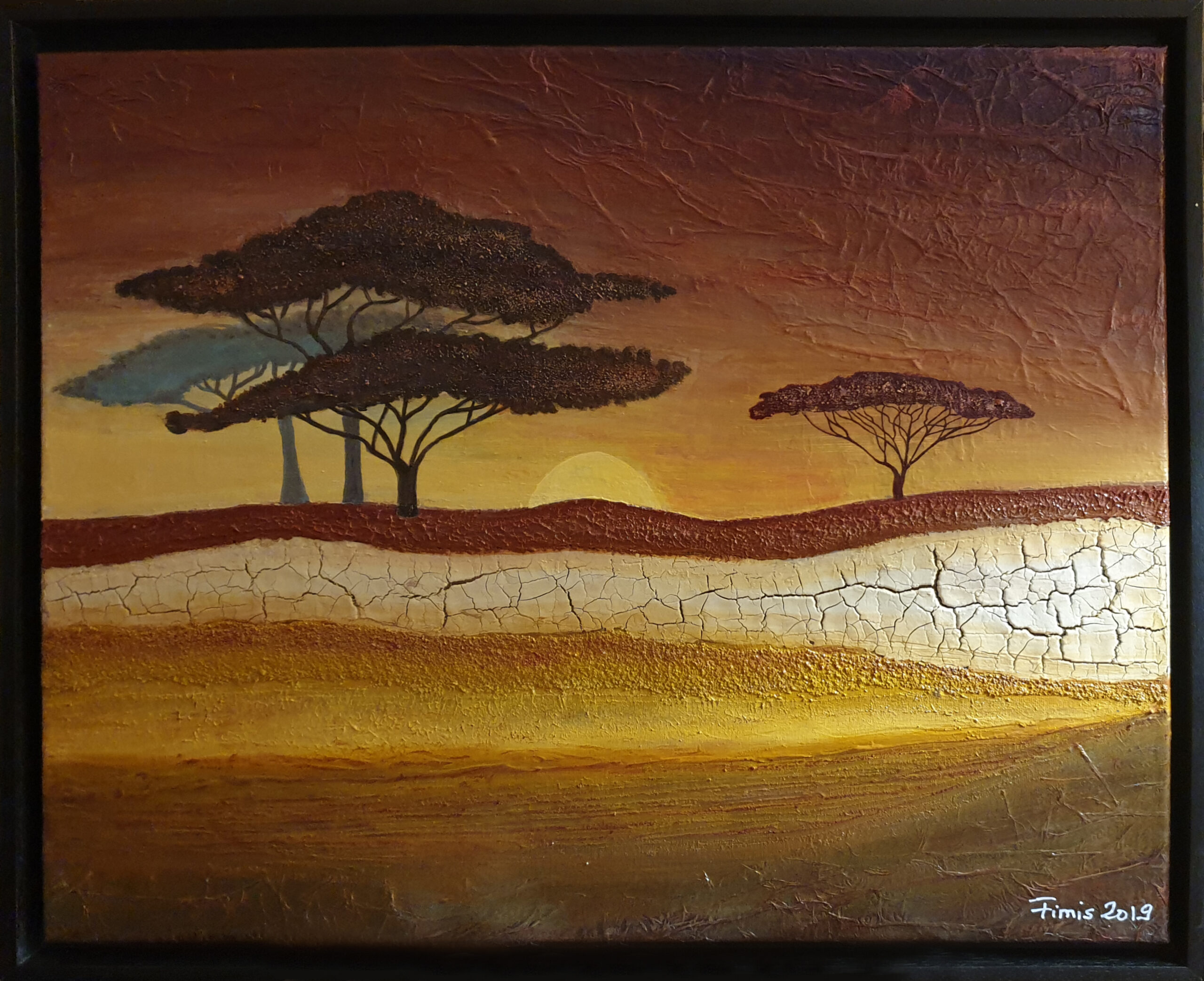 peinture abstraite Soirée africaine paysage